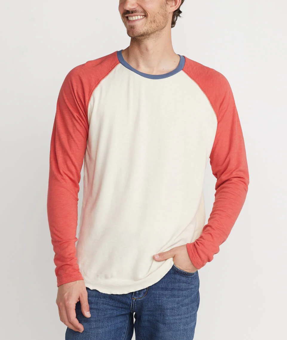 Double Knit Baseball Raglan in Antique White / Baked Apple