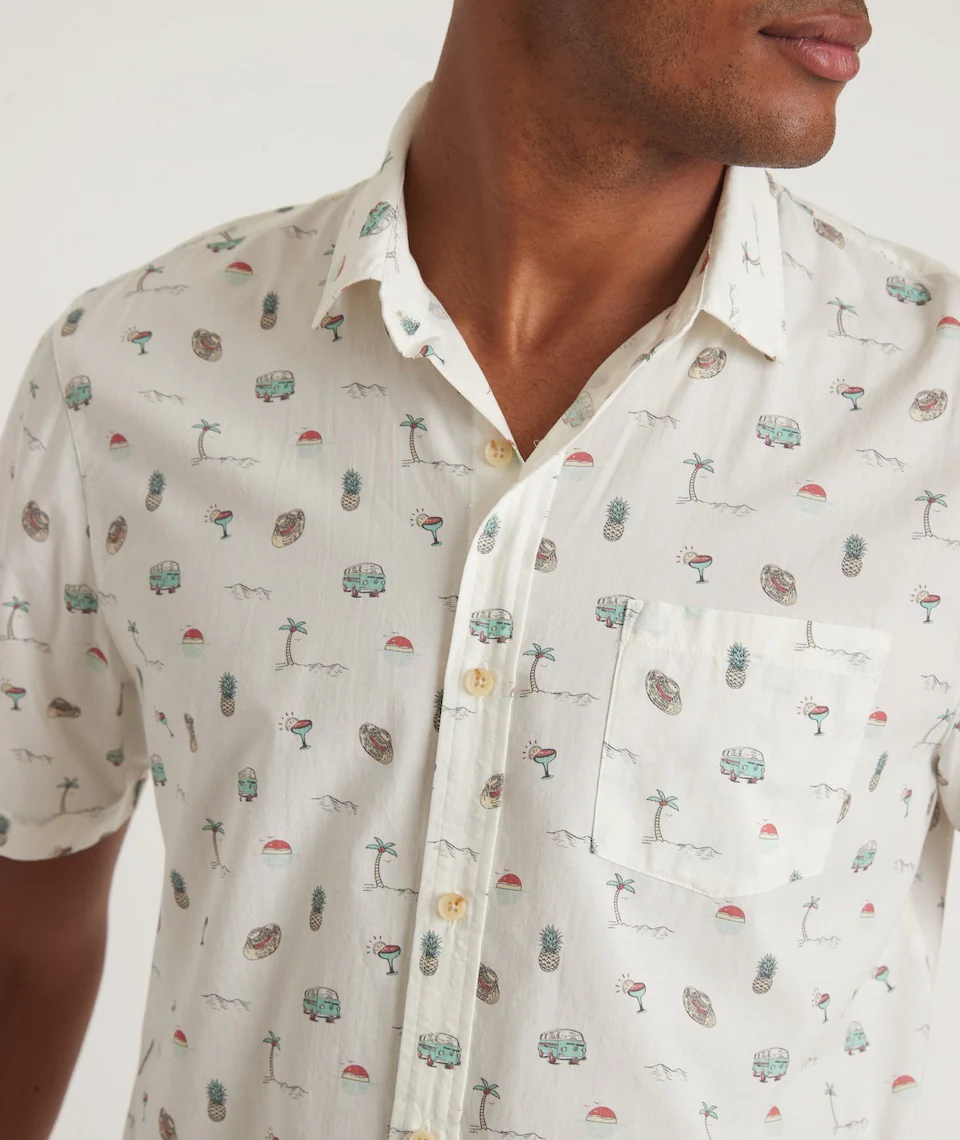 Short Sleeve Cotton Rayon Shirt in ML Print