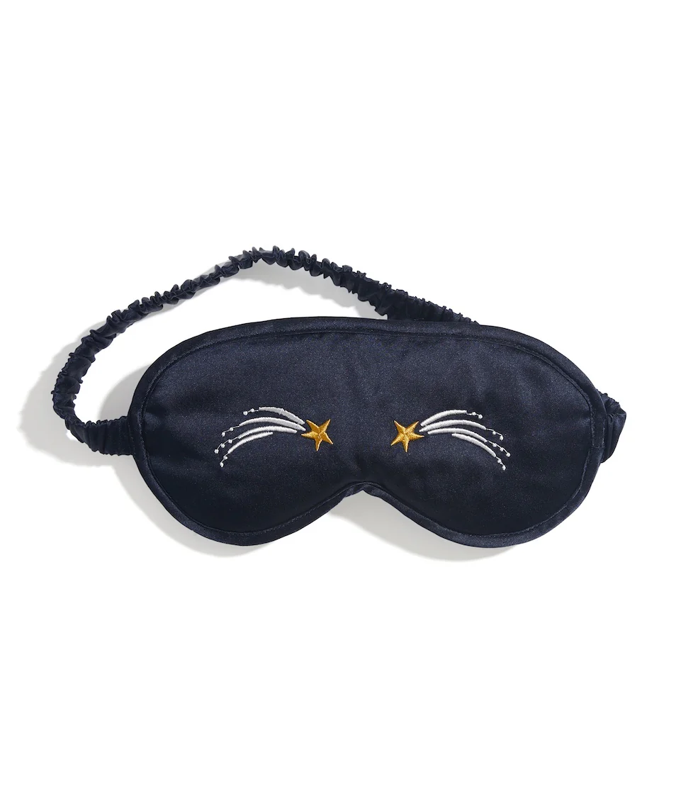 Washable Silk Sleep Mask in Navy Shooting Stars