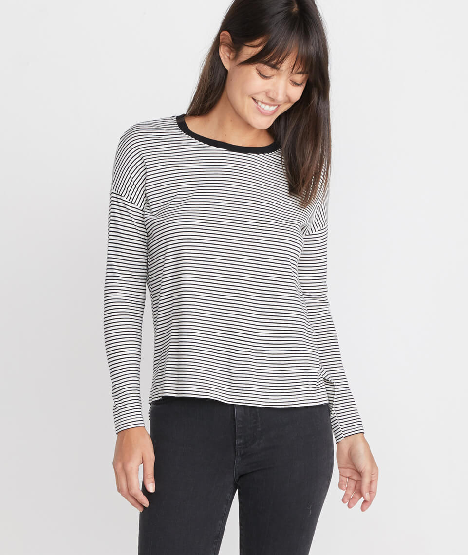 Merritt Crew in Black/White Stripe