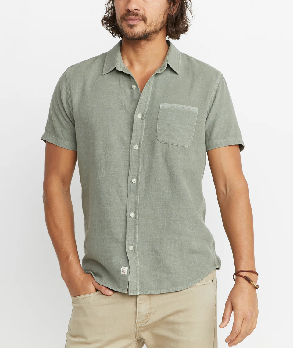 Lance Button Down in Faded Dusty Olive