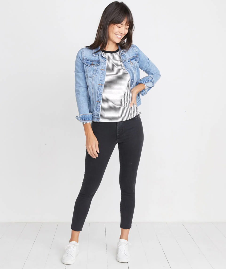 Merritt Crew in Black/White Stripe