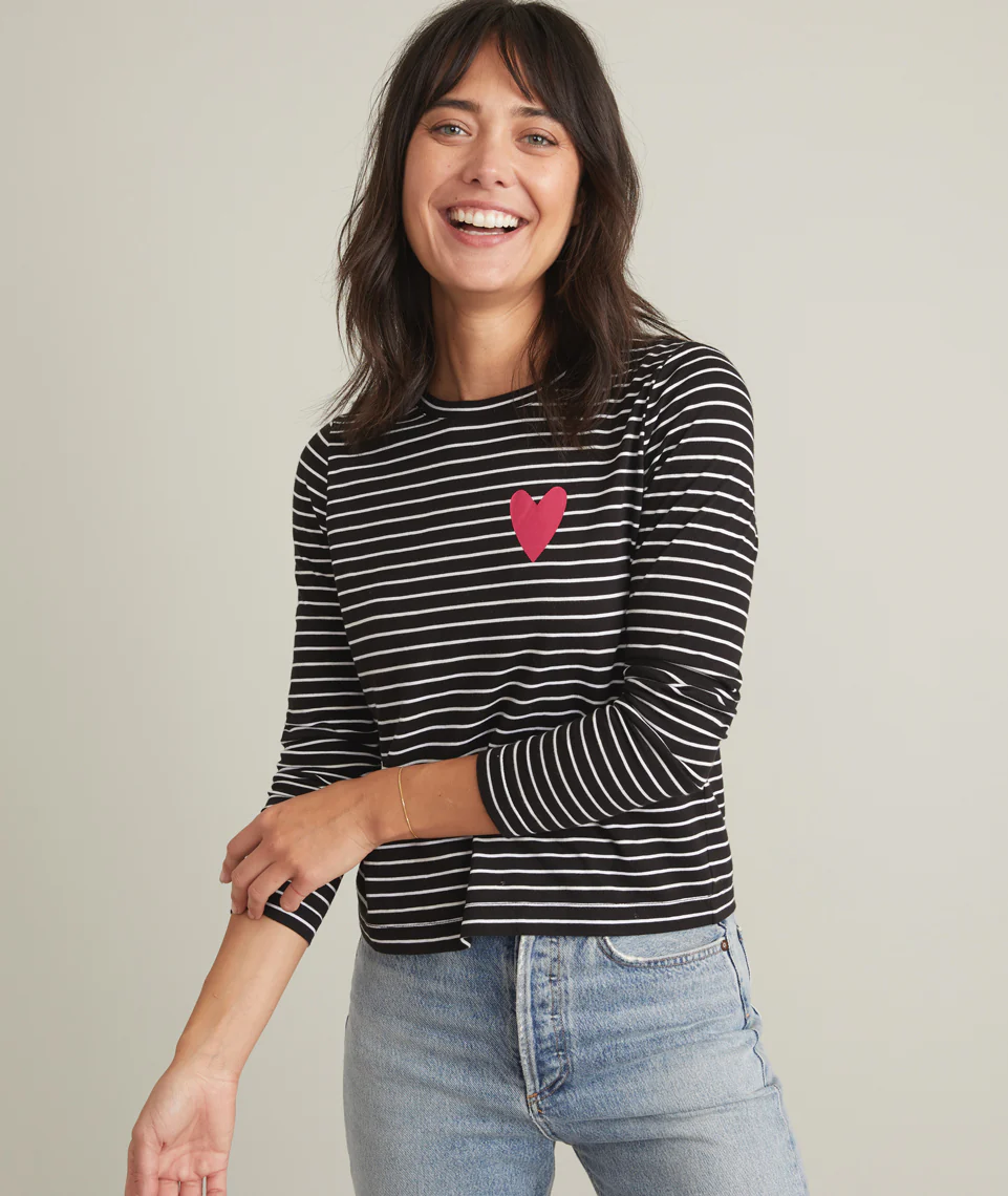 Chloe Top in Black/White Stripe