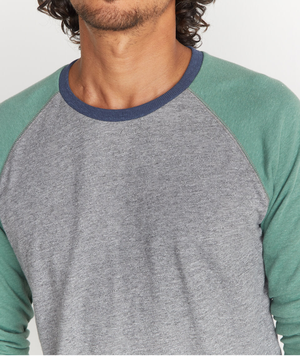 Baseball Raglan in Heather Grey/Dark Ivy