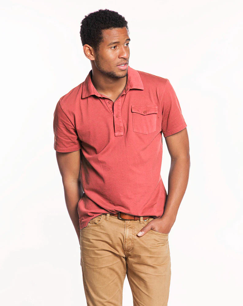 Sueded Jersey Polo - Faded Red