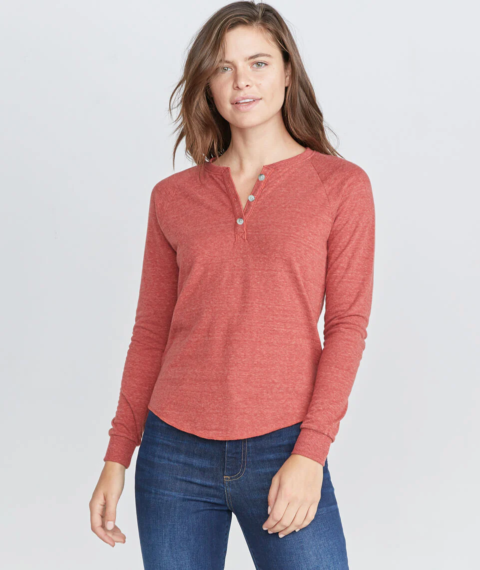 Double Knit Henley in Rosewood