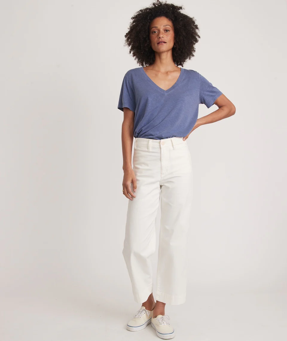 Boyfriend V-Neck Tee in Navy Blue