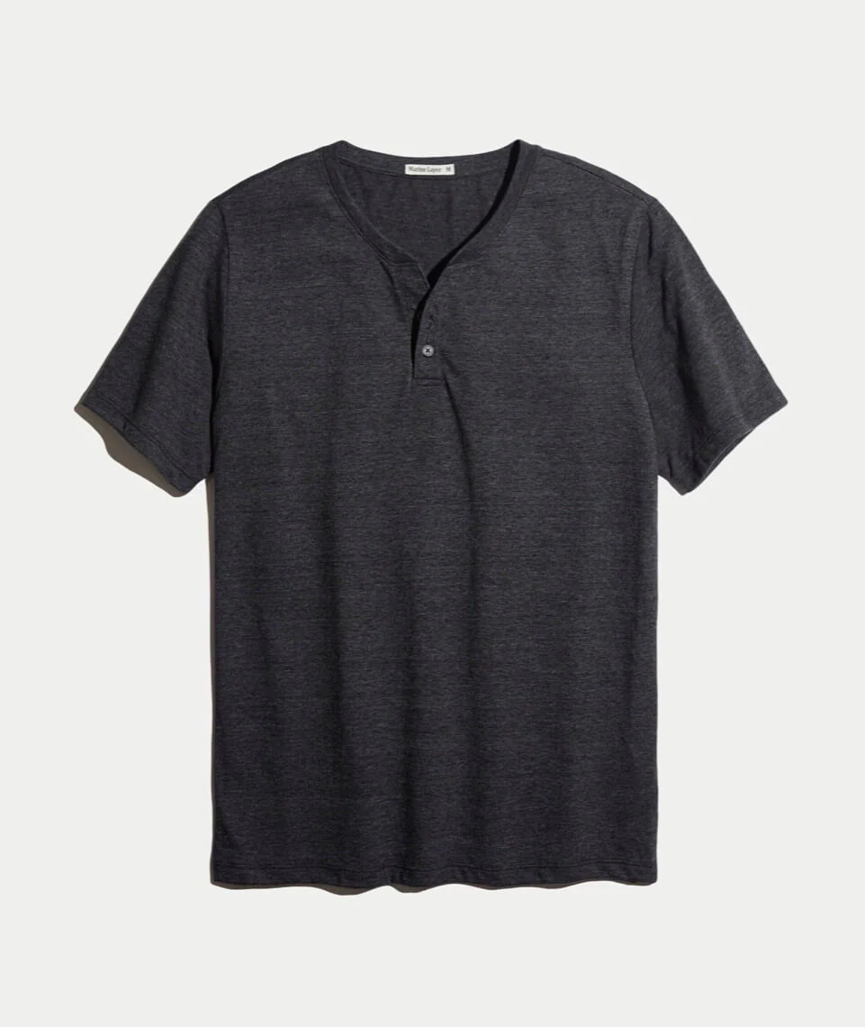 Shortsleeve Henley in Charcoal