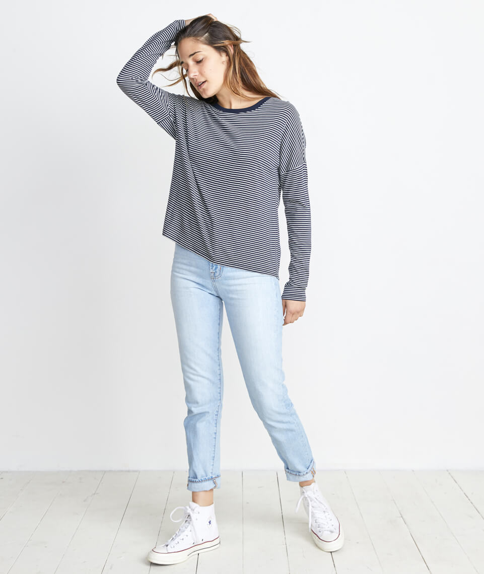 Valerie Longsleeve in Navy/White