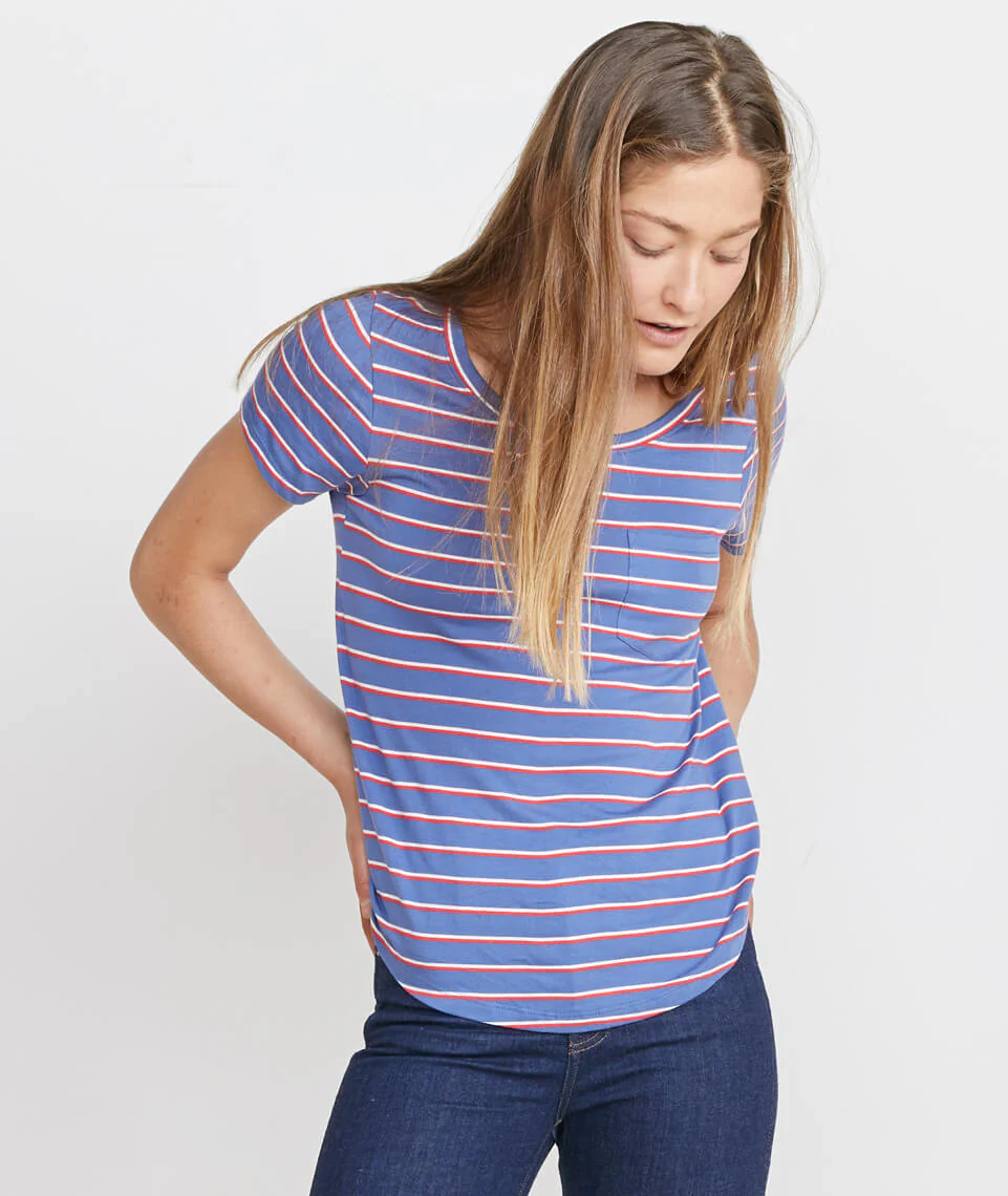 Boyfriend Pocket Tee in Dahlia Stripe
