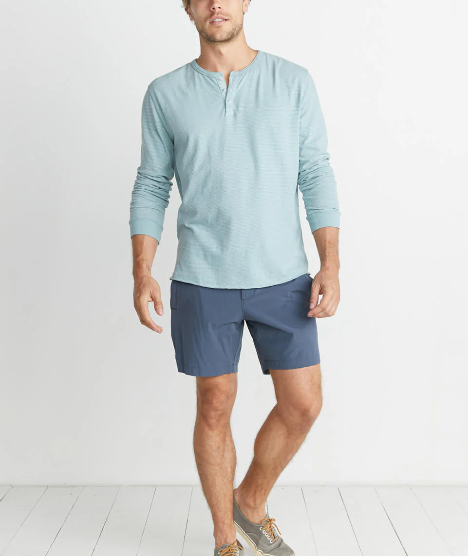 Lightweight Henley in Green Stripe