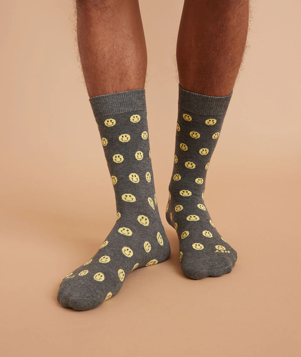 Crew Sock in Smiley Print