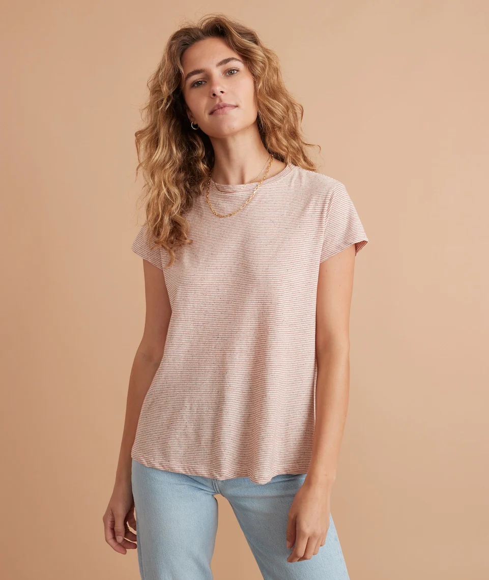 Swing Crew Tee in Confetti Red Stripe