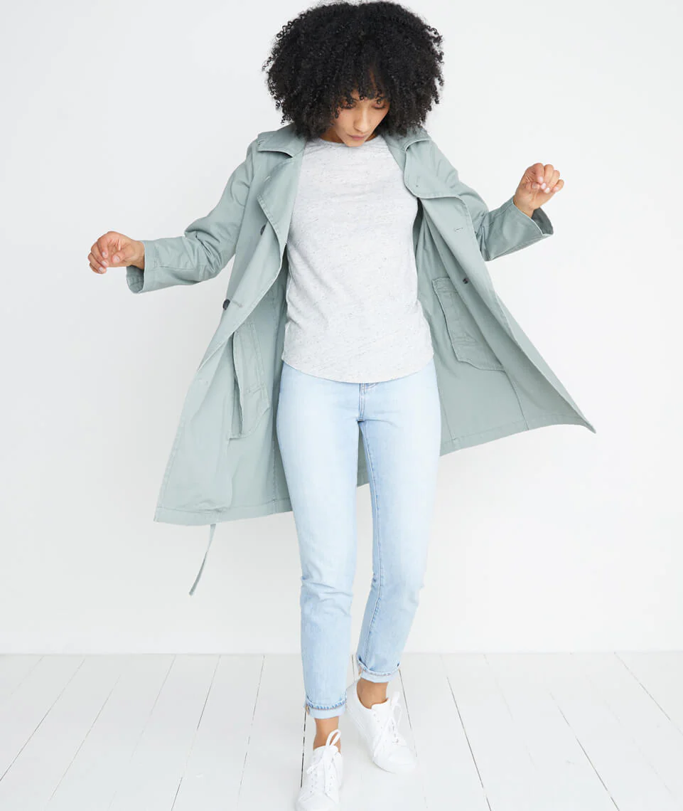 Clover Longsleeve Saddle Tee in Light Heather Ash