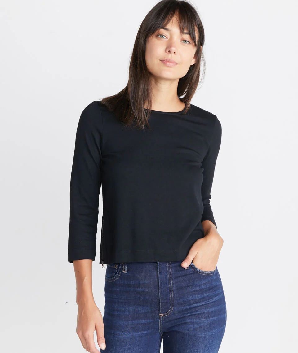Polly Cropped Tunic in Graphite