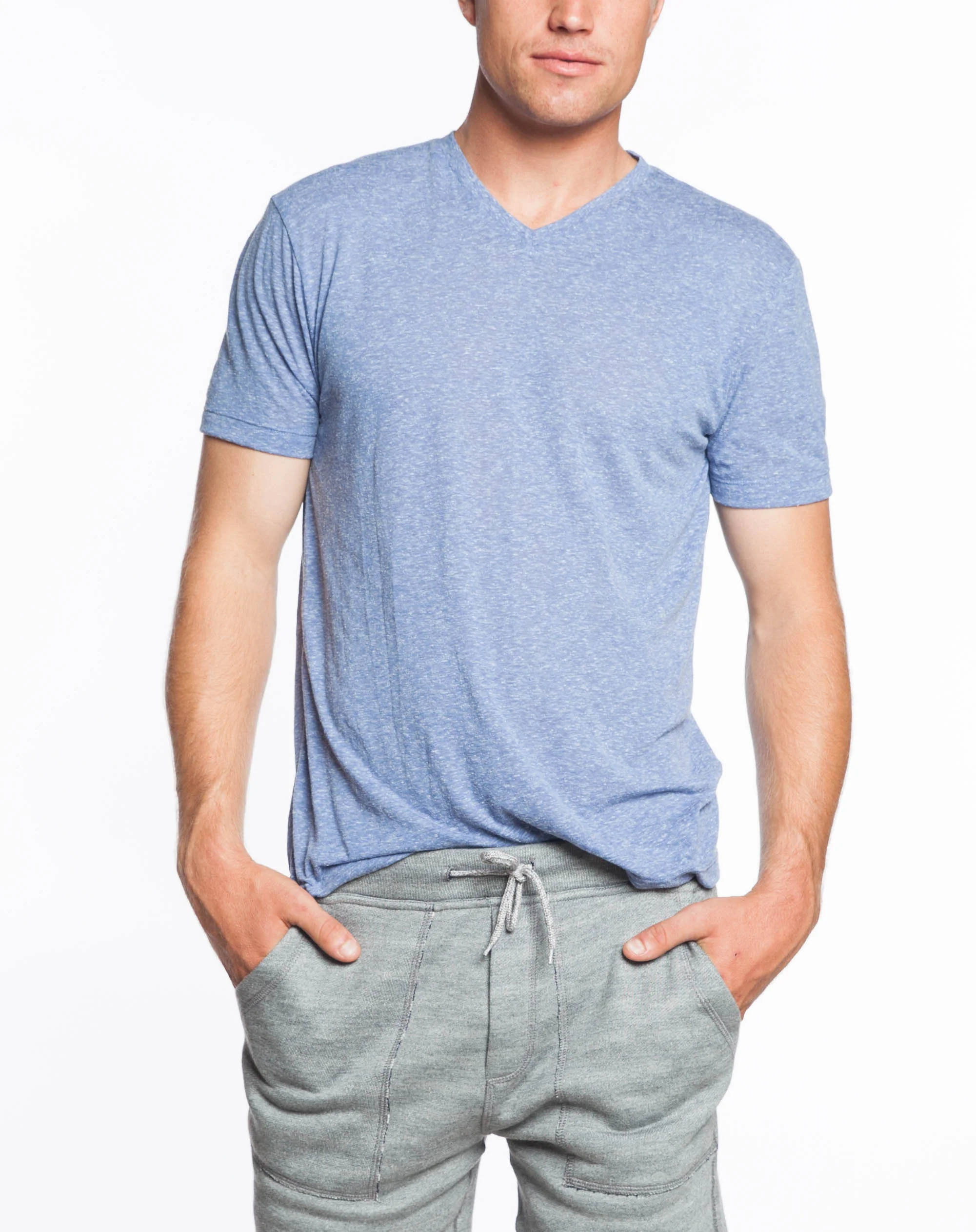 Melange V-Neck Tee - Periwinkle