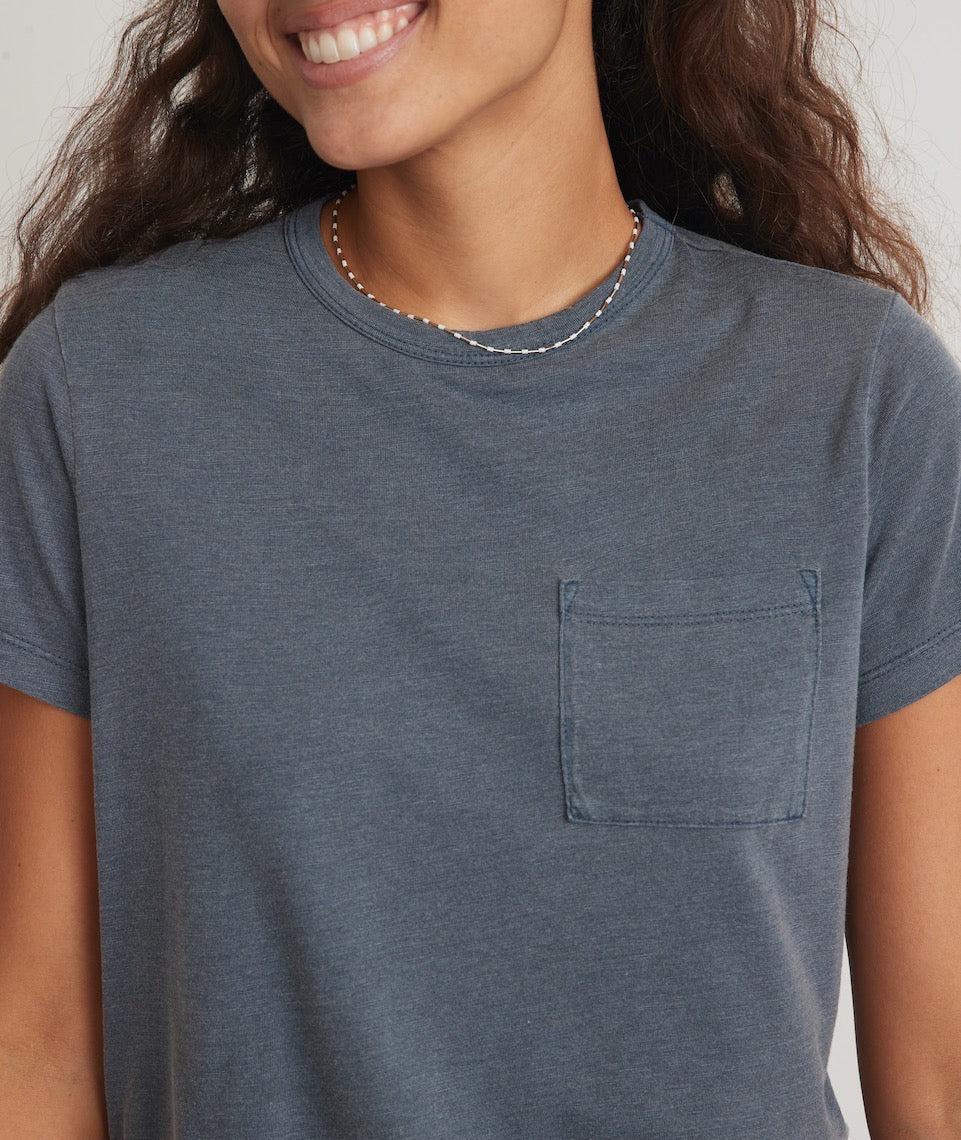 Crop Pocket Tee in Parisian Night