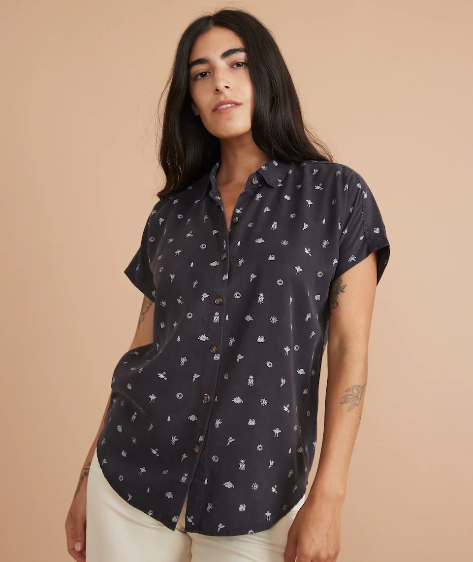 Dana Shirt in Black/White Mystic Print