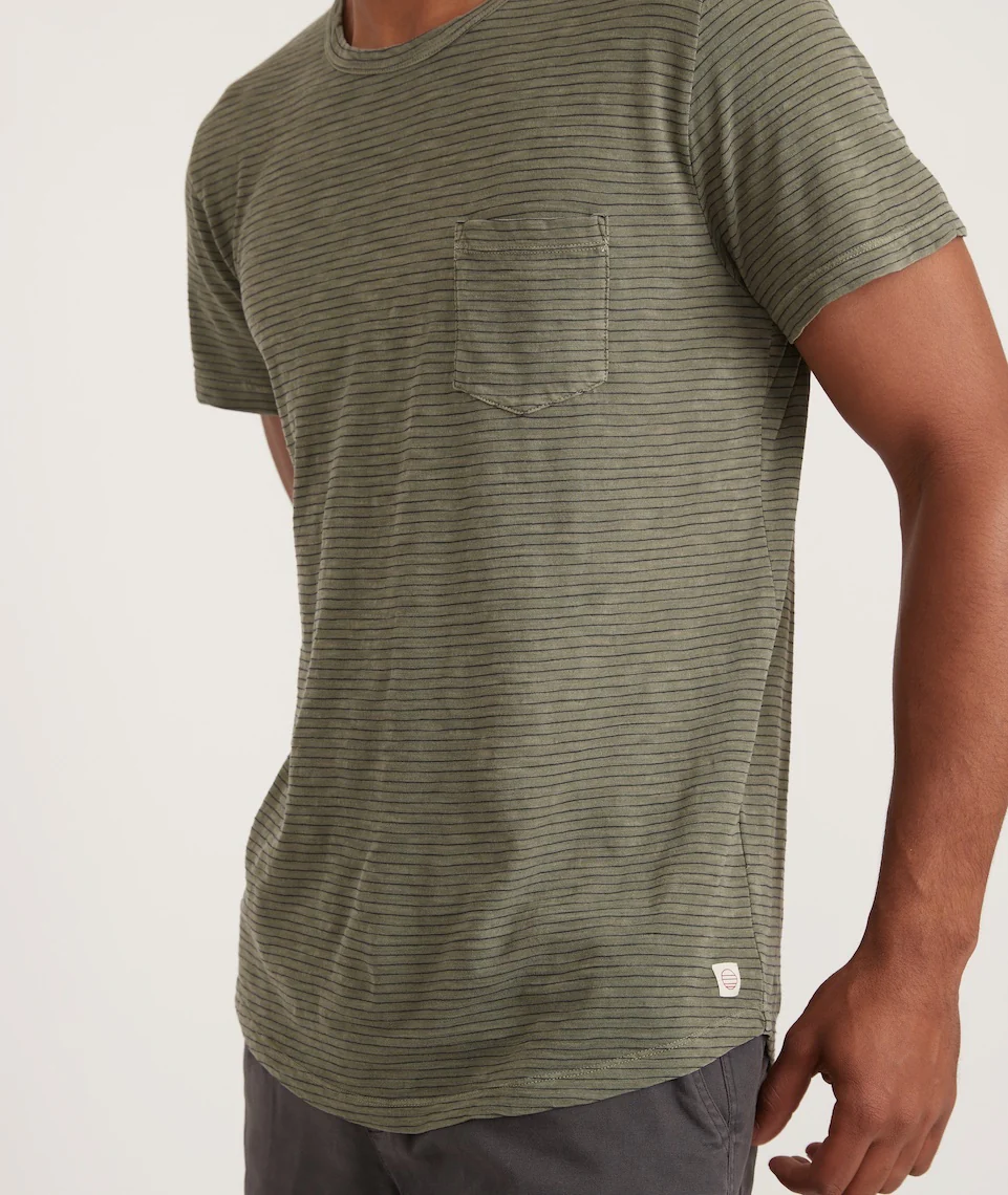 Saddle Hem Pocket Tee in Dusty Olive
