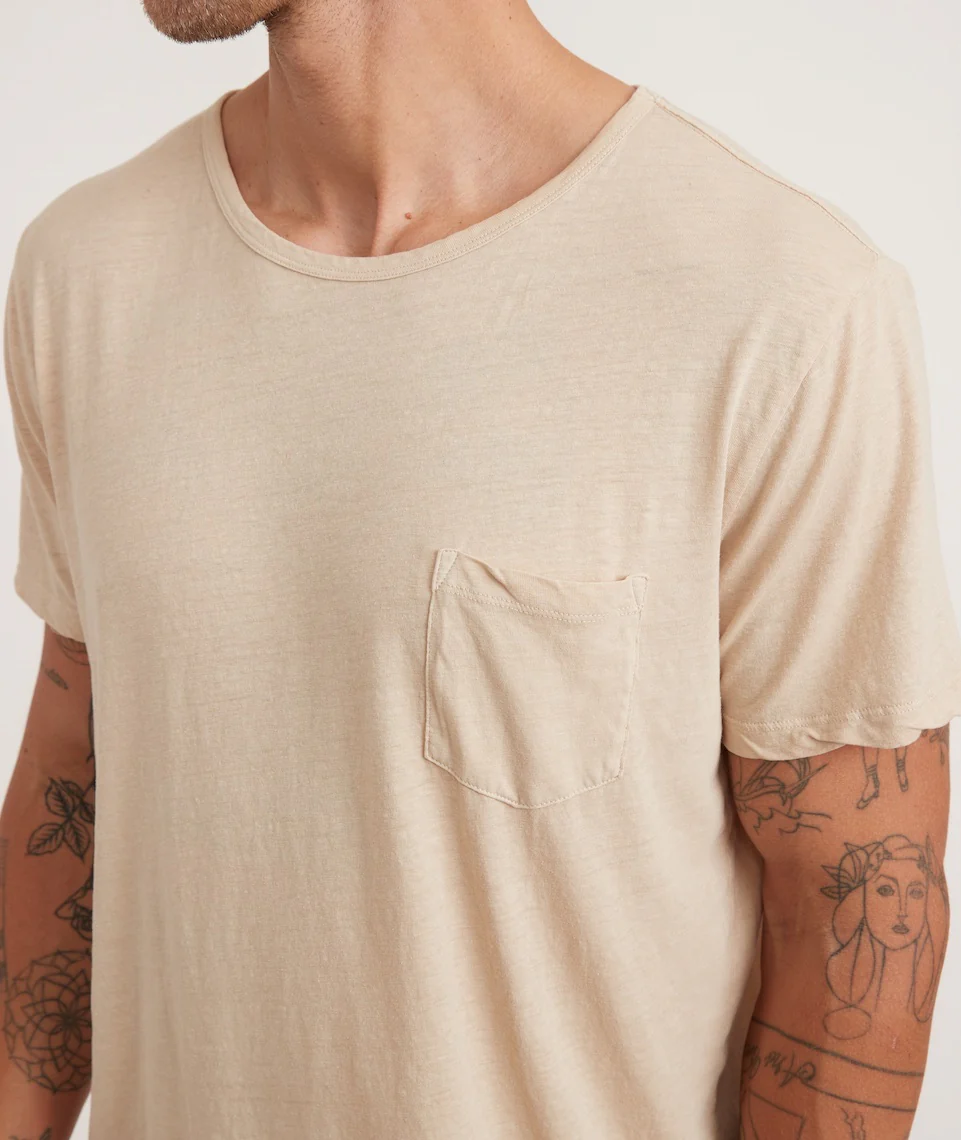 Relaxed Hemp Cotton Pocket Tee in Sand