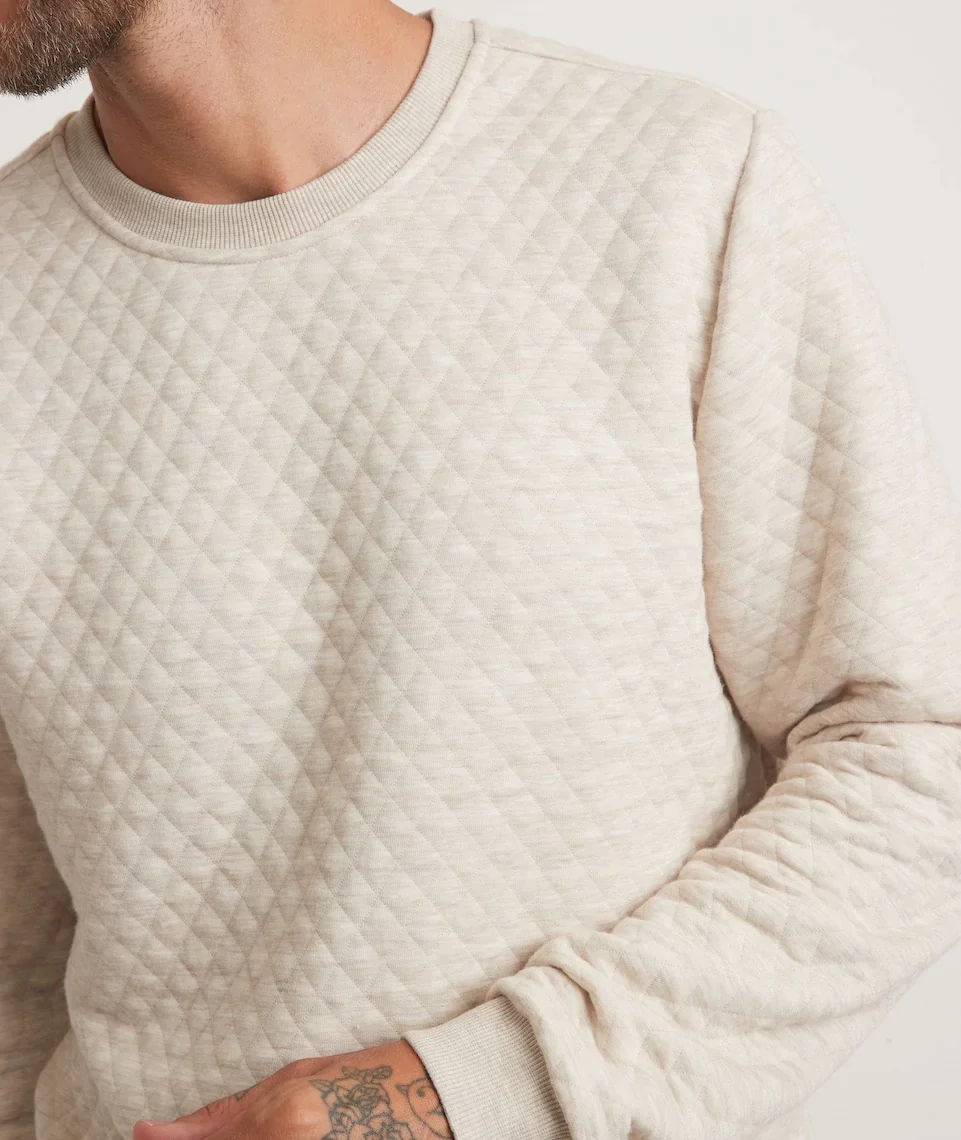 Men's Corbet Quilted Crewneck in Oat Heather