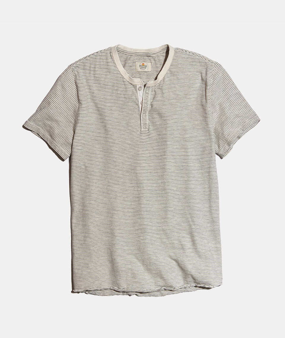 Shortsleeve Henley in Natural/Black