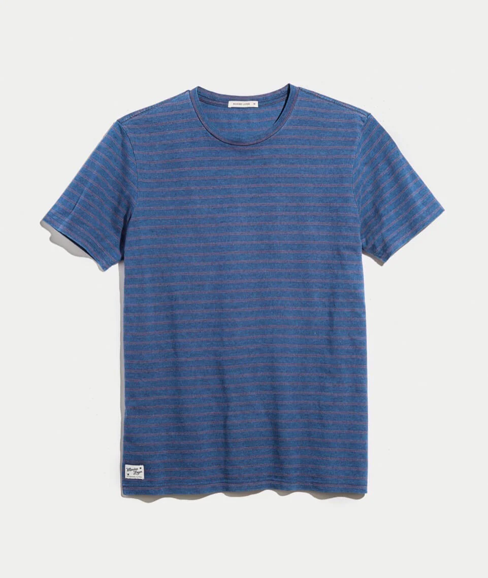 Signature Crewneck in Indigo Stripe