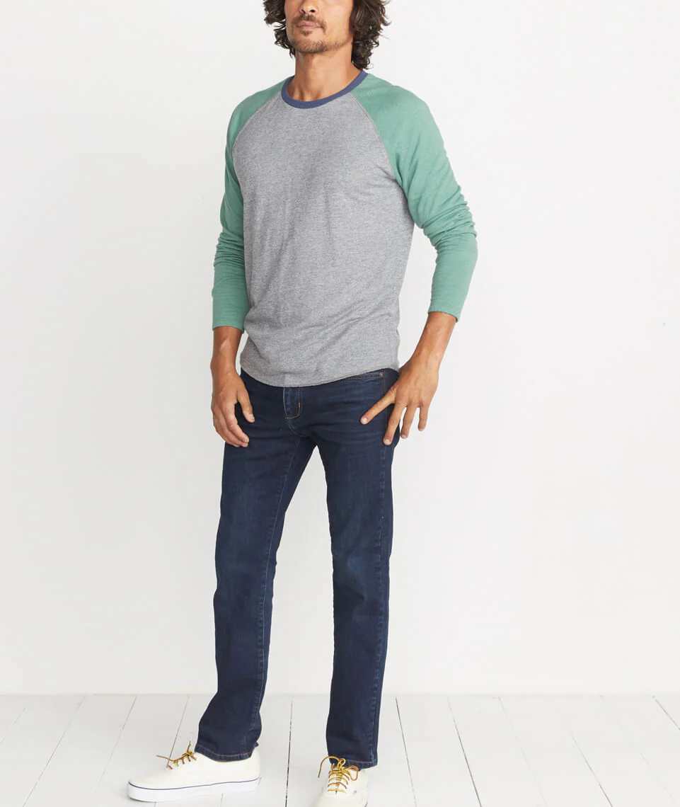 Baseball Raglan in Heather Grey/Dark Ivy
