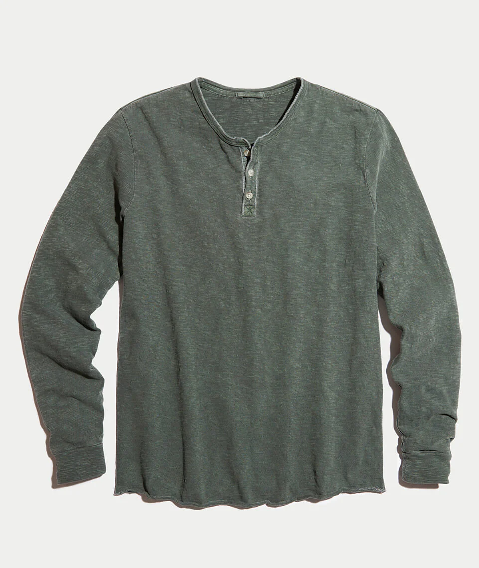 Lightweight Henley in Dusty Olive