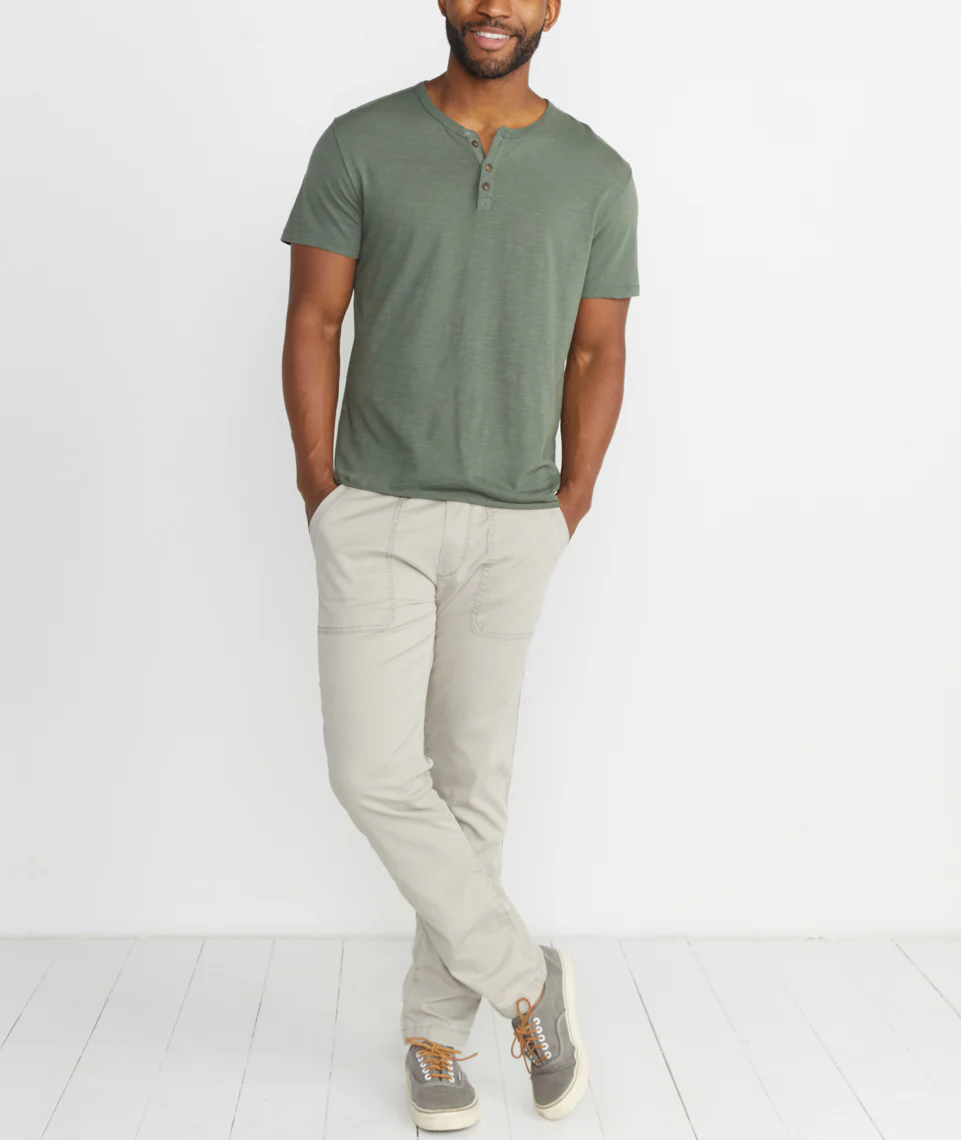 Short Sleeve Henley in Faded Thyme