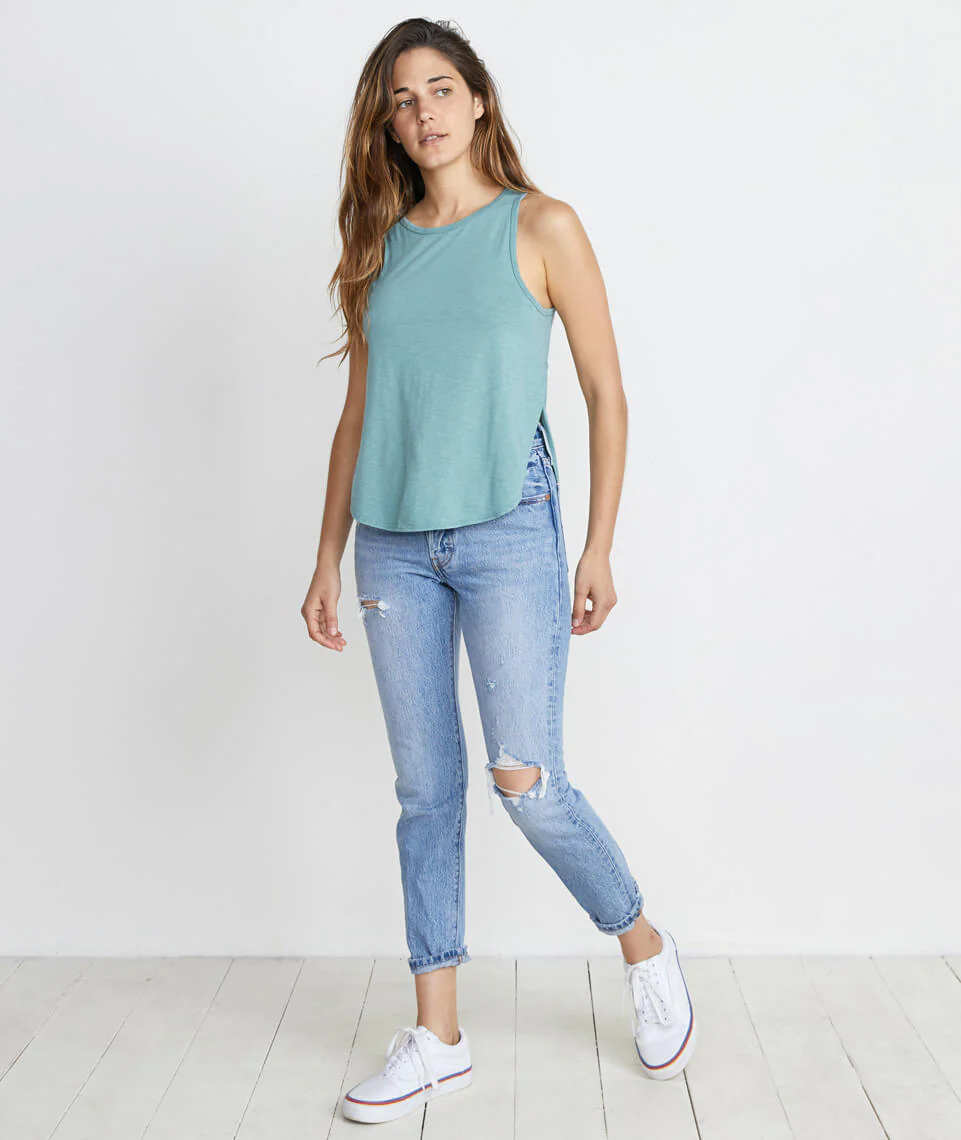 Side Tulip Tank in Surf Green
