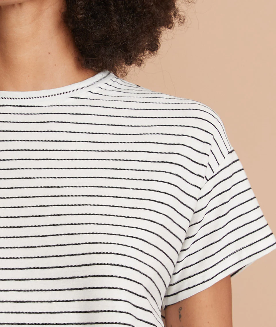 Lydia Textured Stripe Top in Natural/Black Stripe