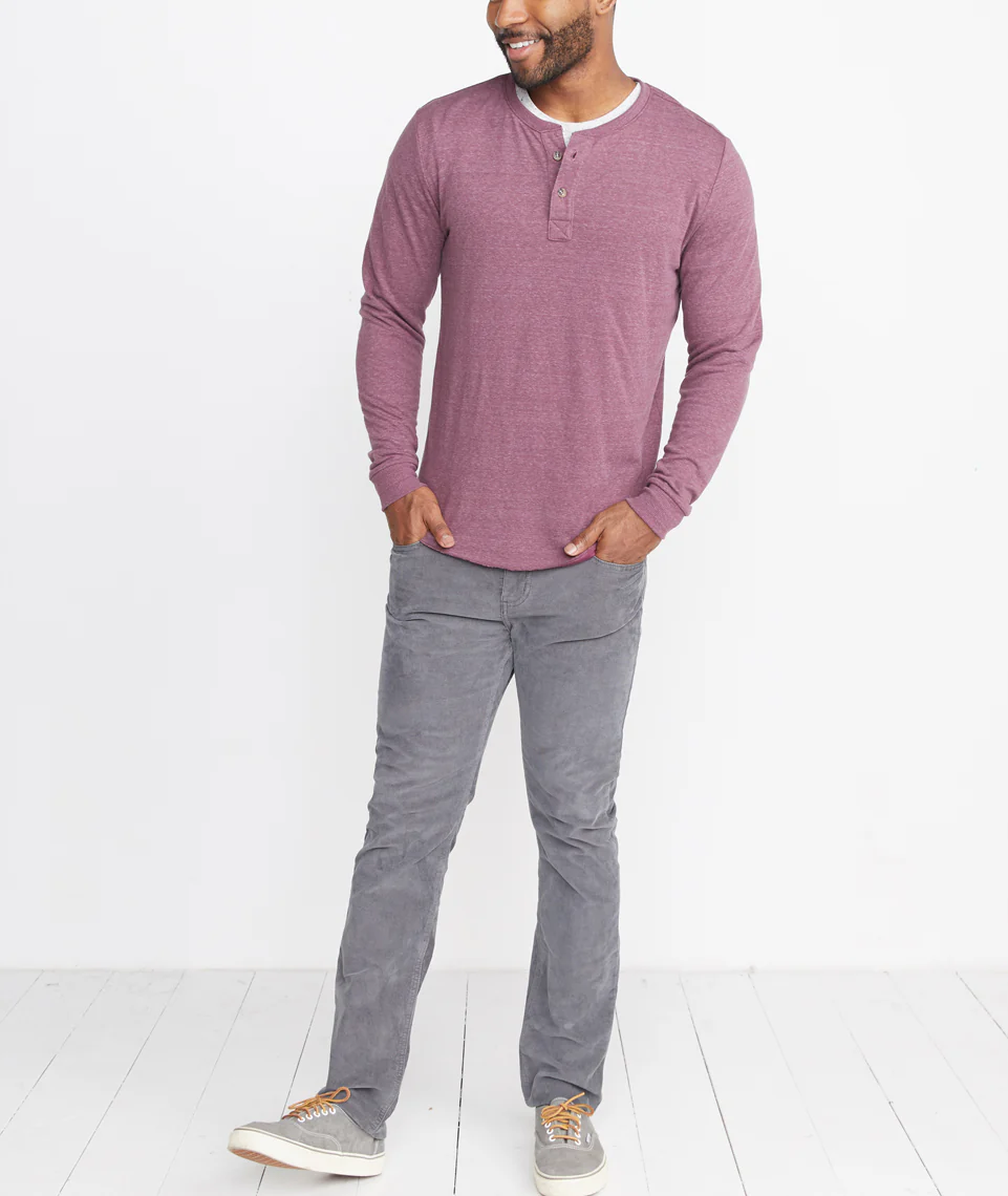 Double Knit Henley in Burgundy