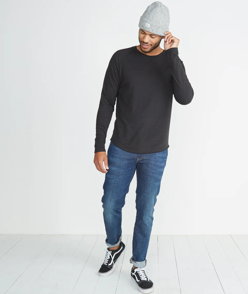 Double Knit Baseball Raglan in Faded Black