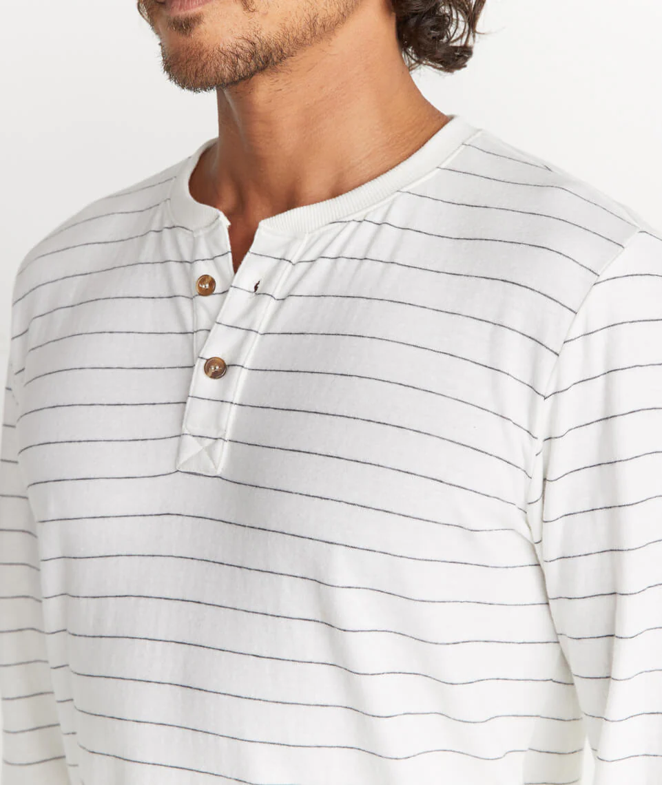 Double Knit Henley - Natural Stripe
