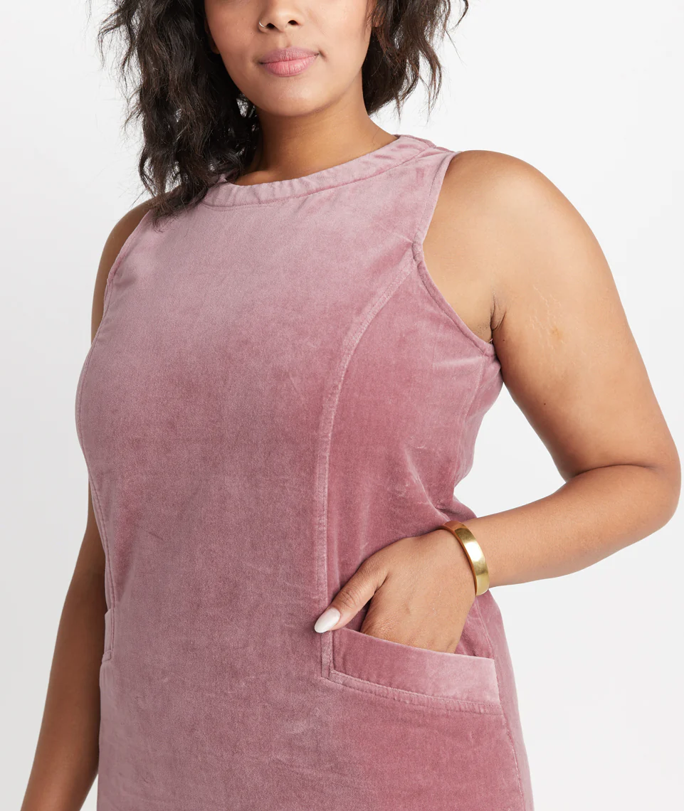 Cizon Velvet Shift Dress in Mauve
