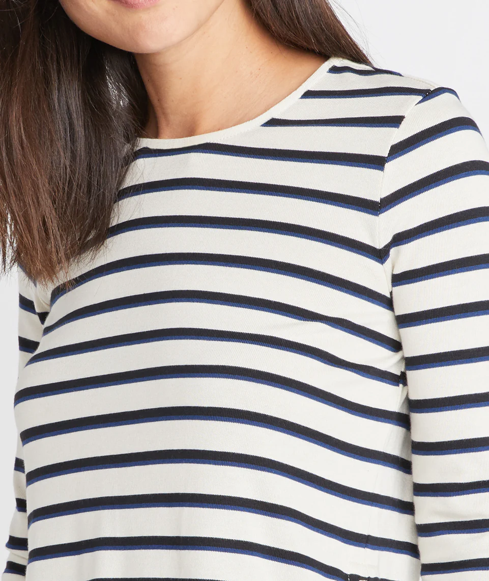 Gigi Dress in White/Navy/Black