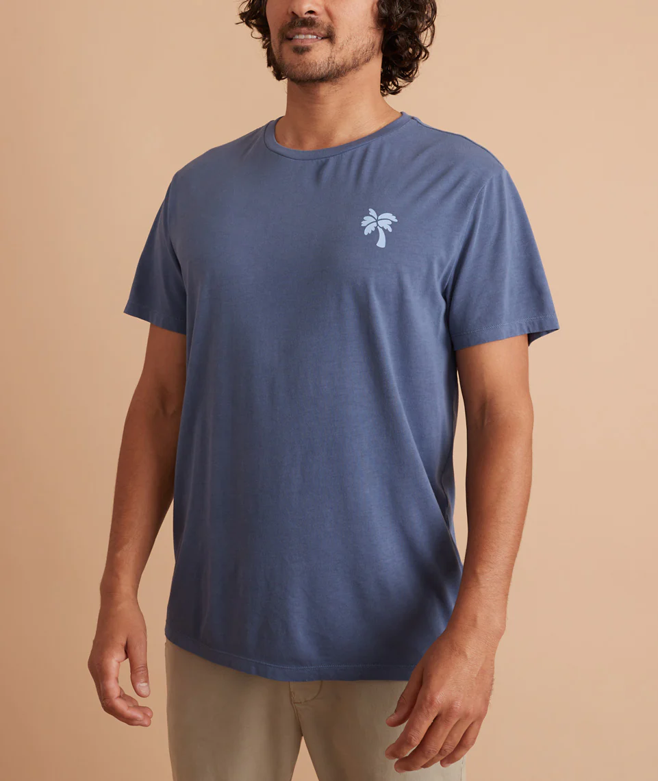 Signature Crew Graphic Tee in Dark Denim - Bottoms Up