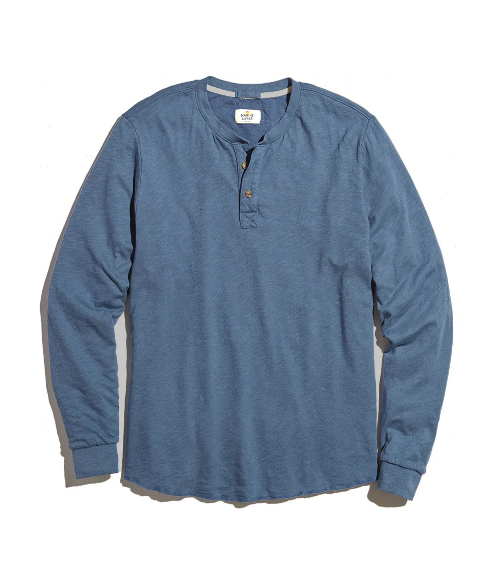 Double Knit Henley in Vintage Indigo