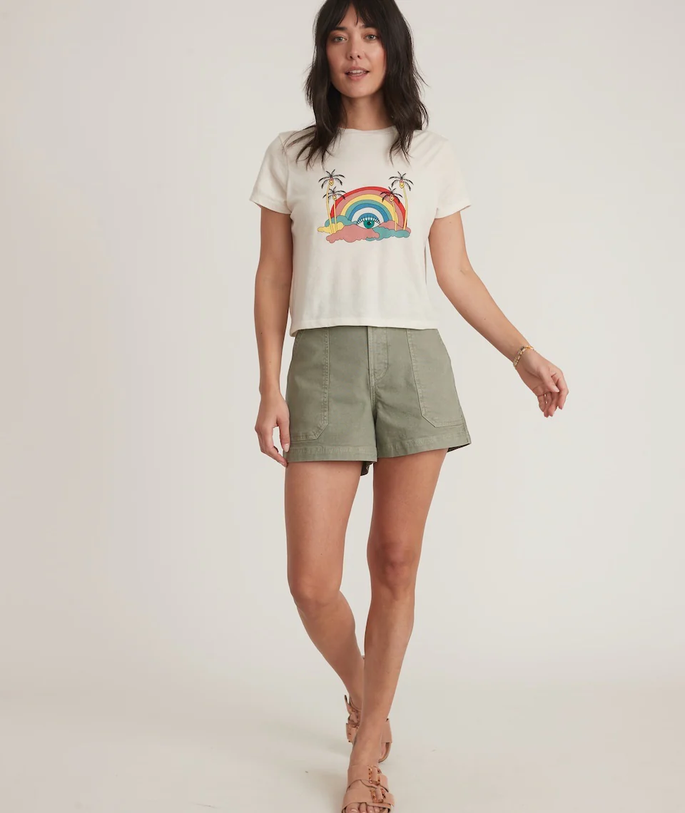 Crop Graphic Tee in Rainbow Palm