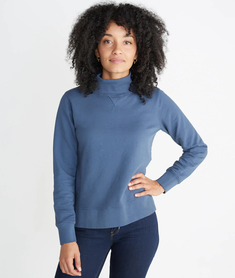 Evie Funnel Neck Sweatshirt in Deep Denim