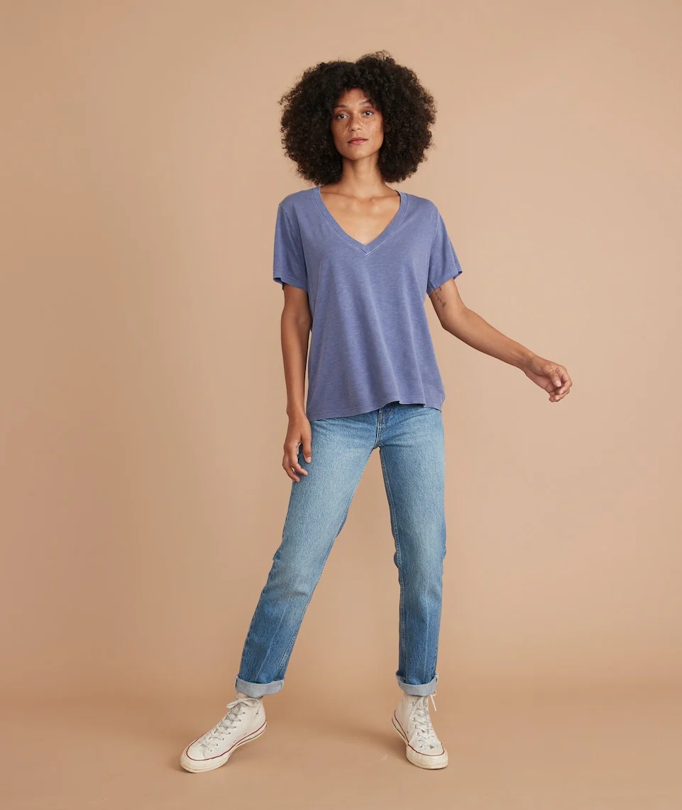 Boyfriend V-Neck Tee in Spectrum Blue