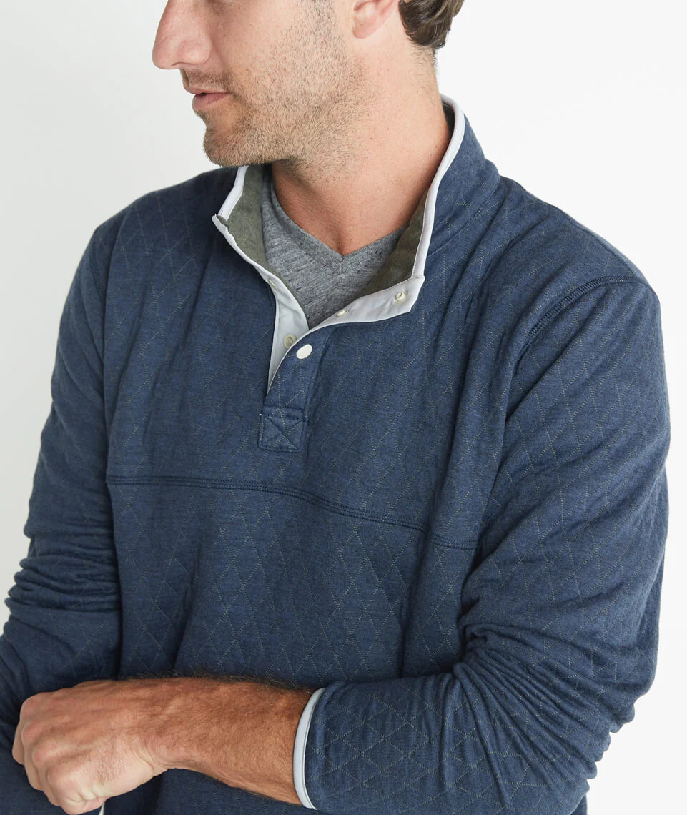Corbet Reversible Fleece Pullover in Navy / Olive