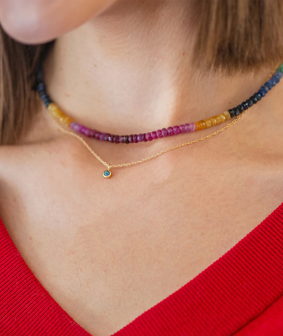 Kris Nations Gemstone Charm Necklace in Gold