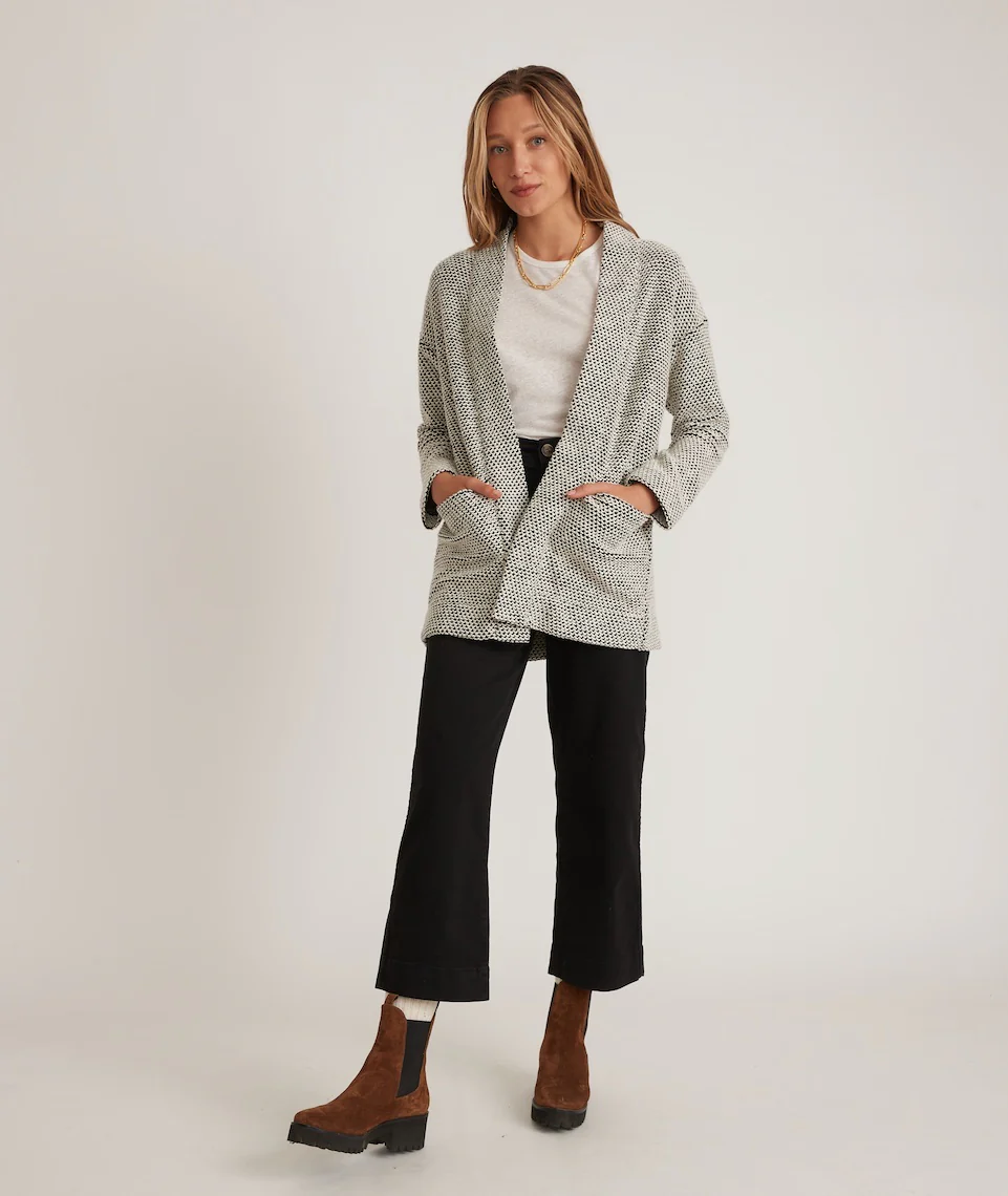 Birdseye Cardigan in Black/White Contrast