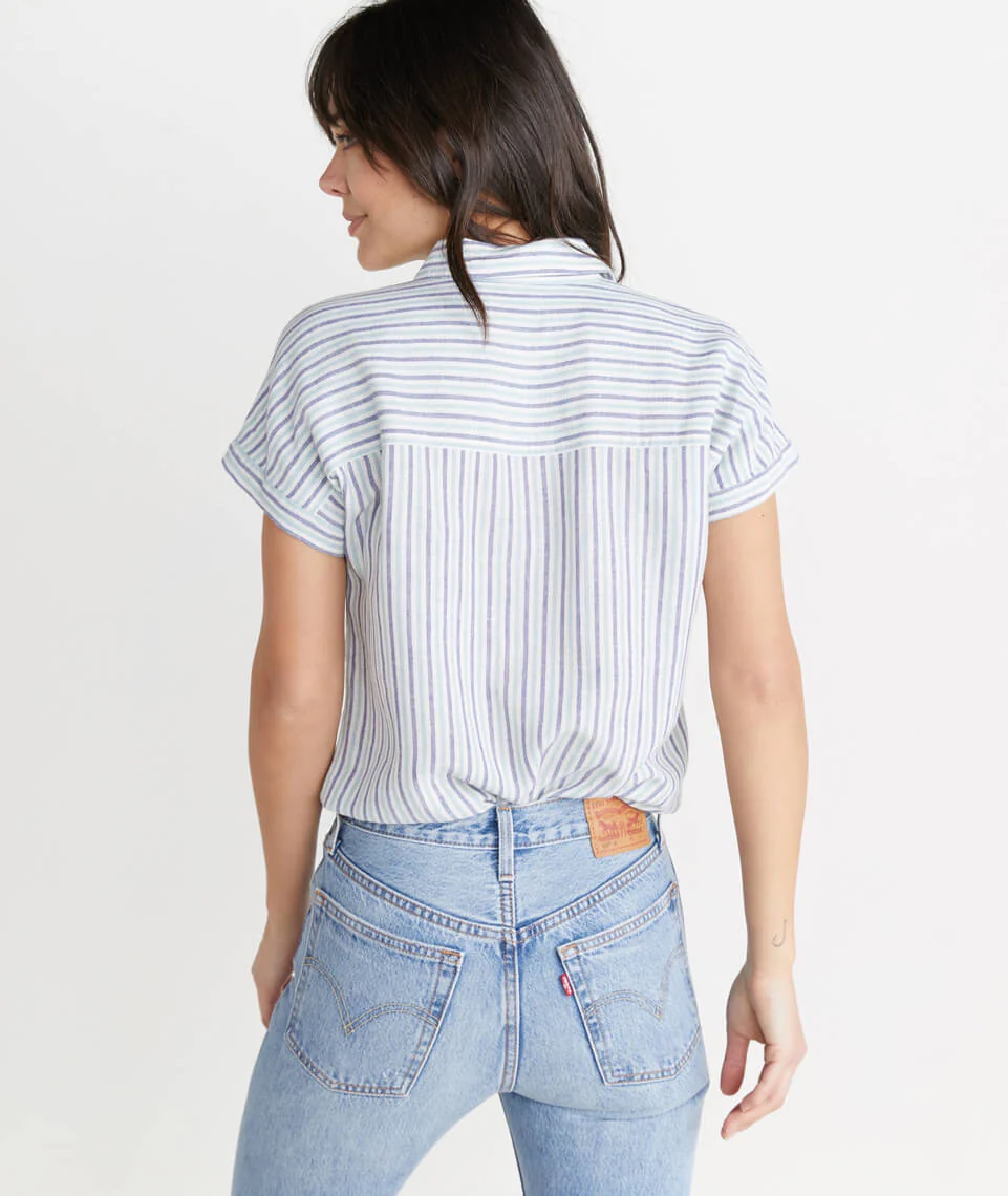 Paige Button Down in Aquifer