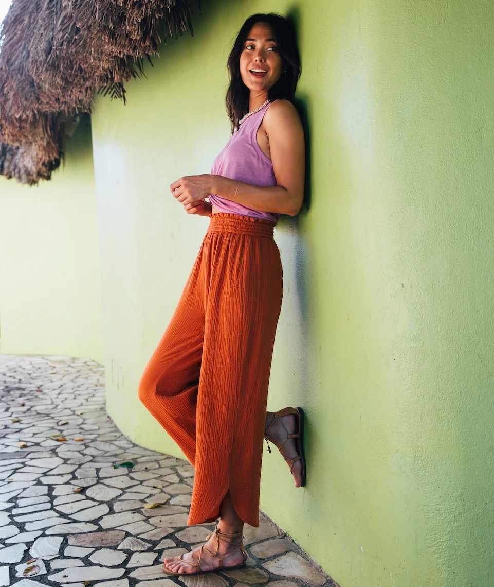 Corinne Wide Leg Pant in Burnt Siena