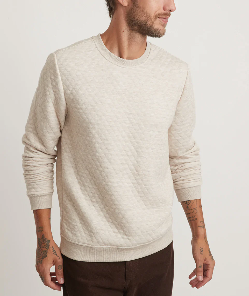 Men's Corbet Quilted Crewneck in Oat Heather