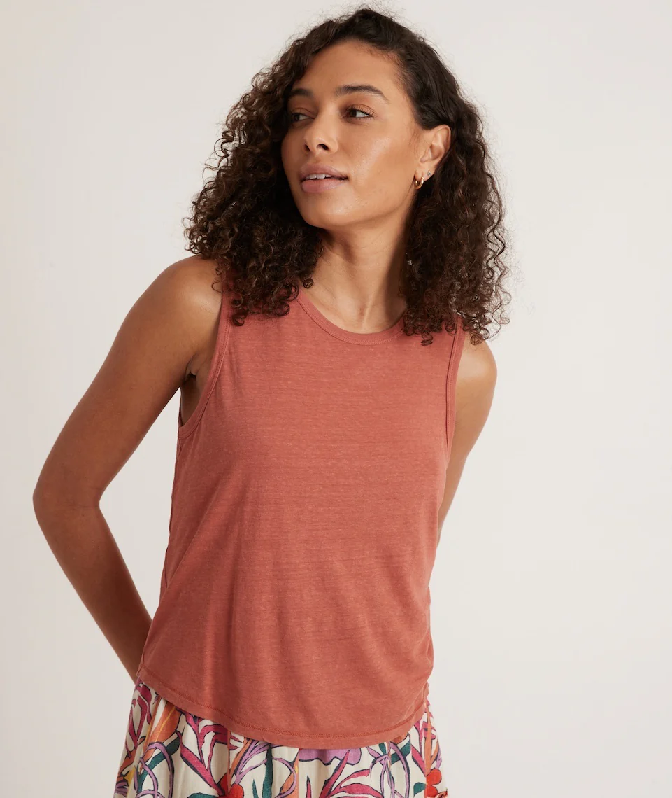 Hemp Cotton Tank in Burnt Sienna