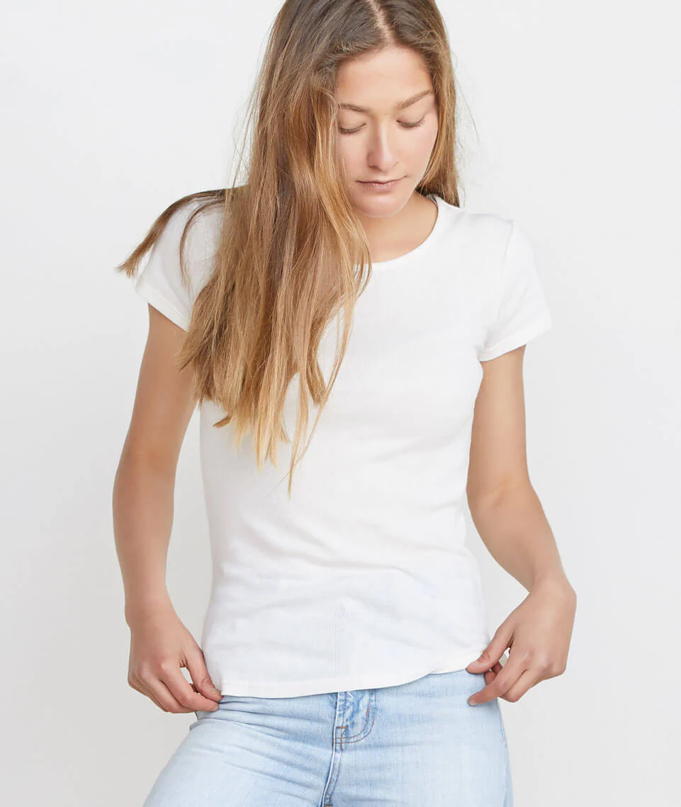 Lila Rib Scoop Neck in White